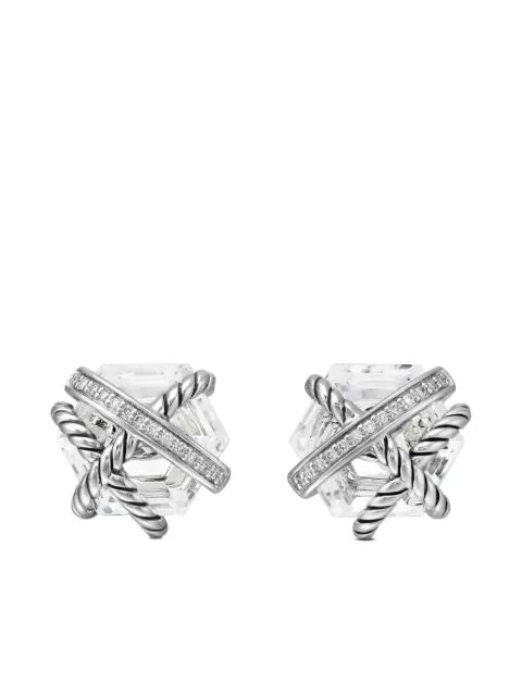 David Yurman sterling silver cable wrap stud diamond earrings (11mm)