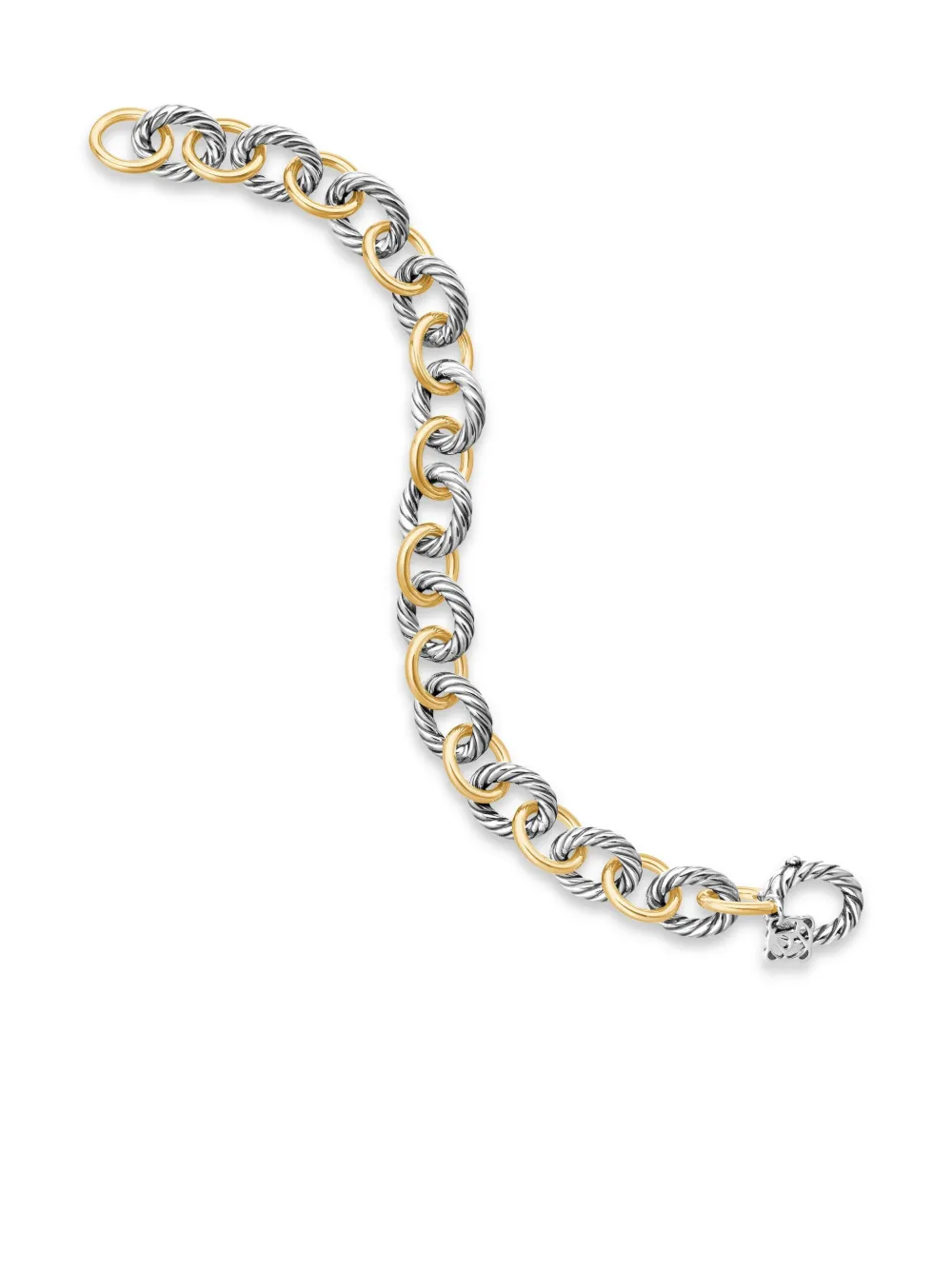 David Yurman 18k Yellow Gold And Sterling Silver Oval Link Chain Bracelet (10mm( In Gold