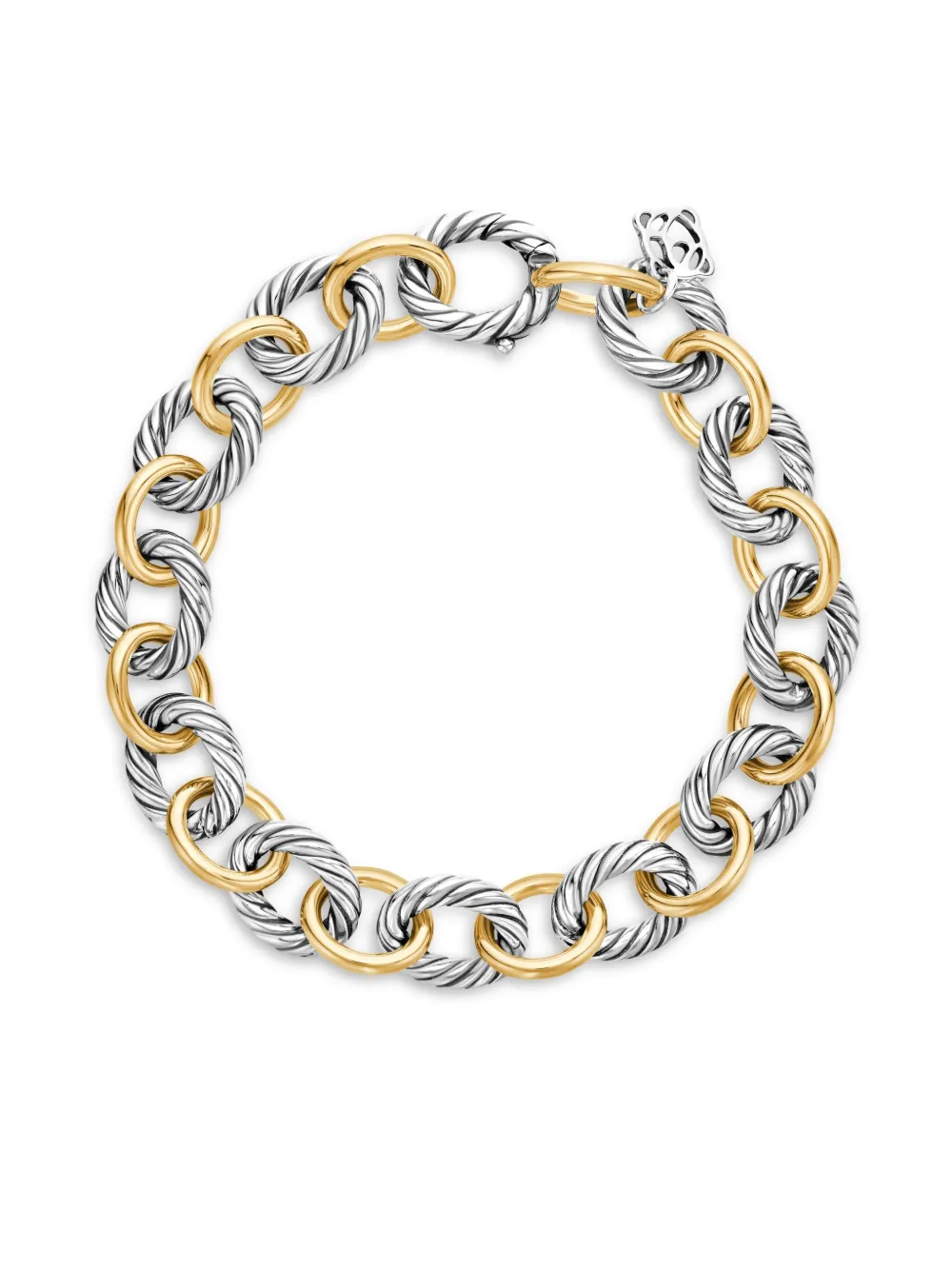 David Yurman 18kt geelgouden en sterling zilveren Oval Link schakelarmband