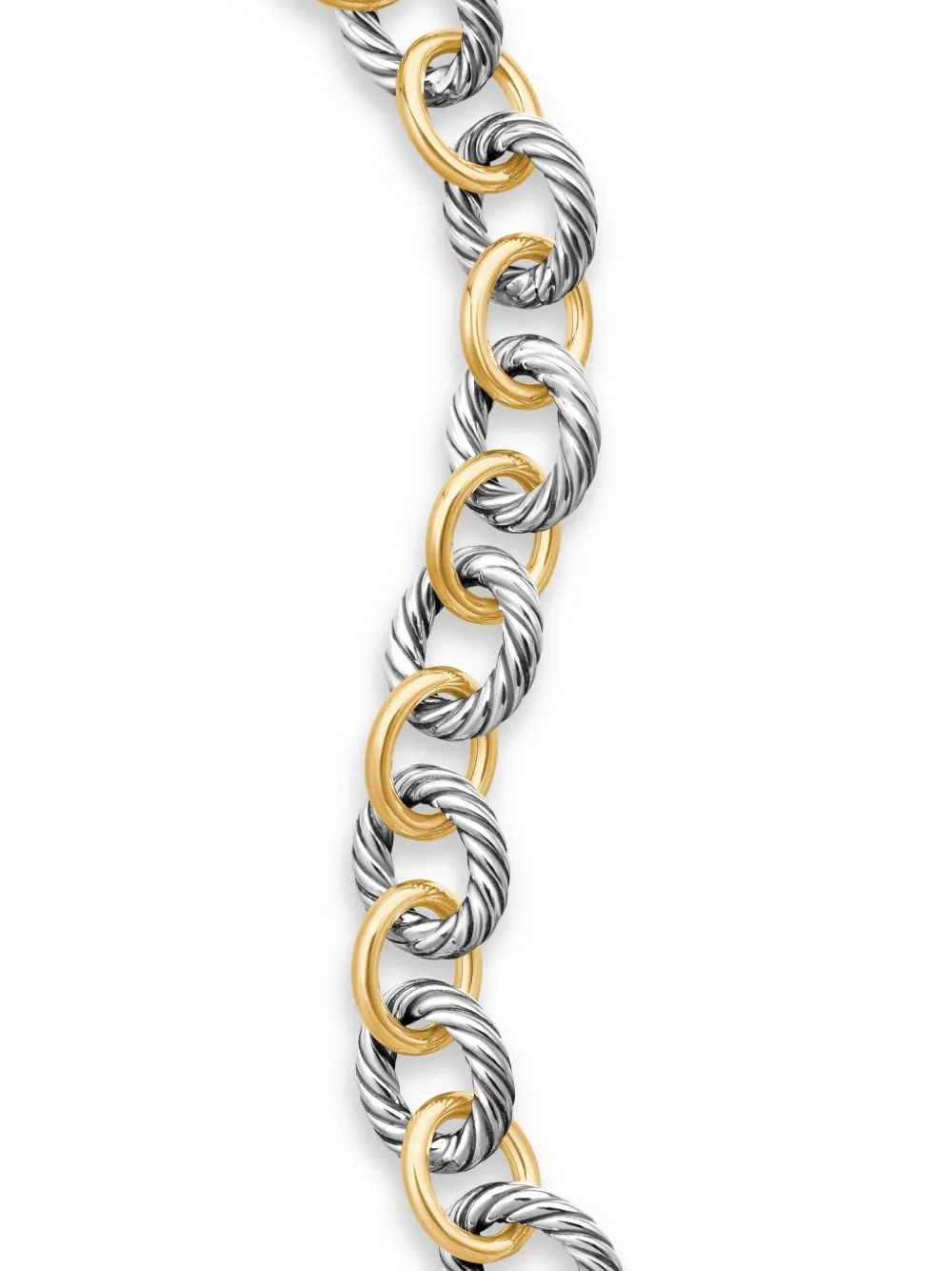 David Yurman 18k Yellow Gold And Sterling Silver Oval Link Chain Bracelet (10mm( In Gold