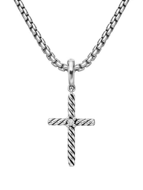 David Yurman sterling silver Classic Cable Cross diamond pendant (24mm)