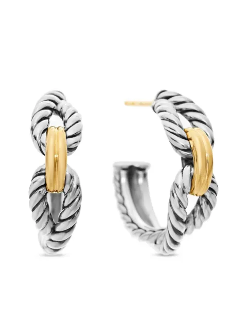 David Yurman arracadas Cable Loop en oro amarillo de 18kt y plata de ley de 22mm
