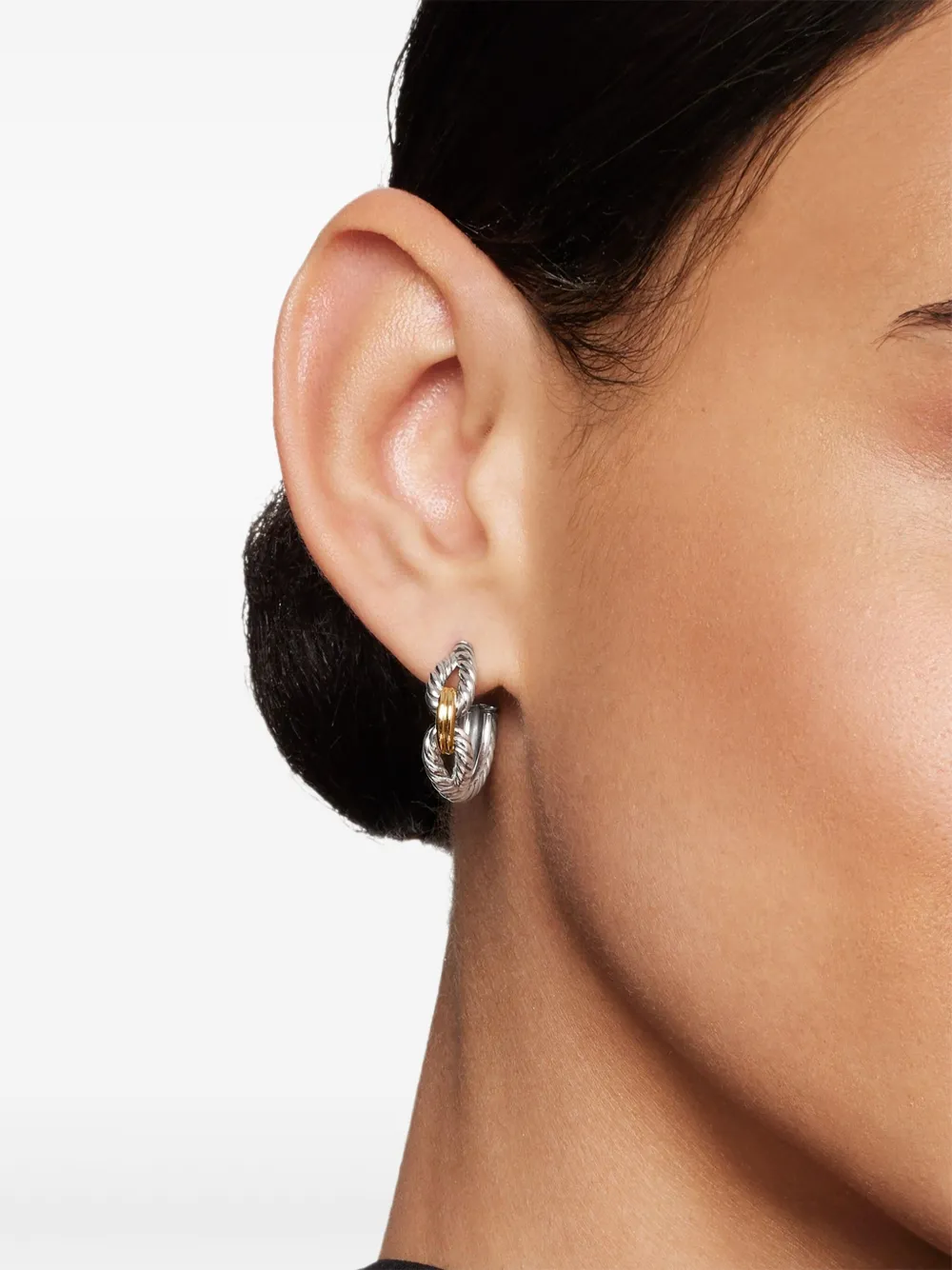 David Yurman Carlyle Loop ピアス 22mm 18Kイエローゴールド＆スターリングシルバー | Image 2