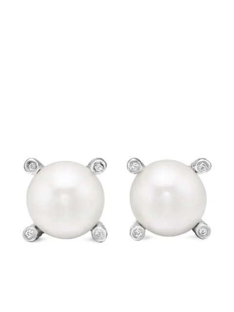 David Yurman sterling silver Pearl diamond stud earrings (14mm)