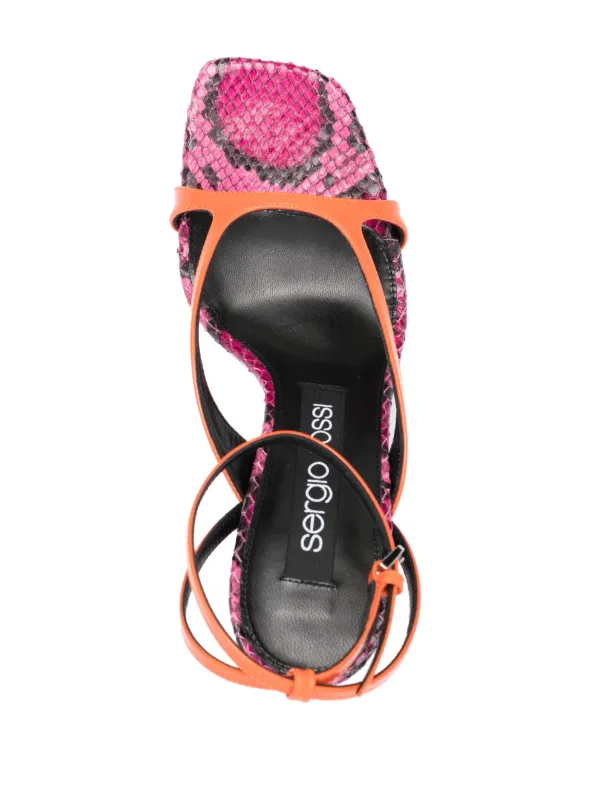 Sergio Rossi Aracne 100mm Leather Sandals | Orange | FARFETCH