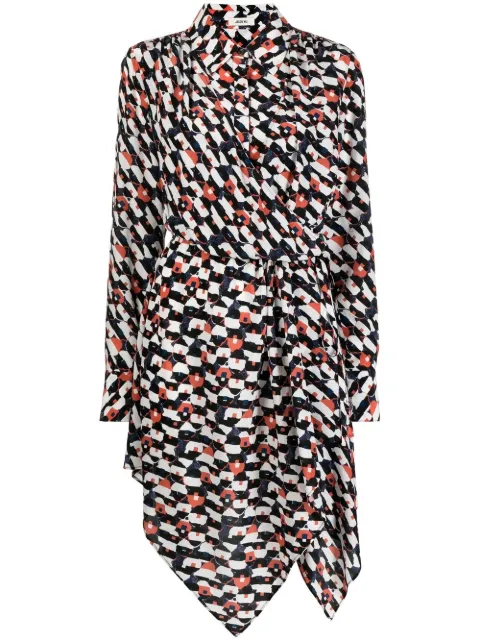 Jason Wu abstract-print draped shirt dress