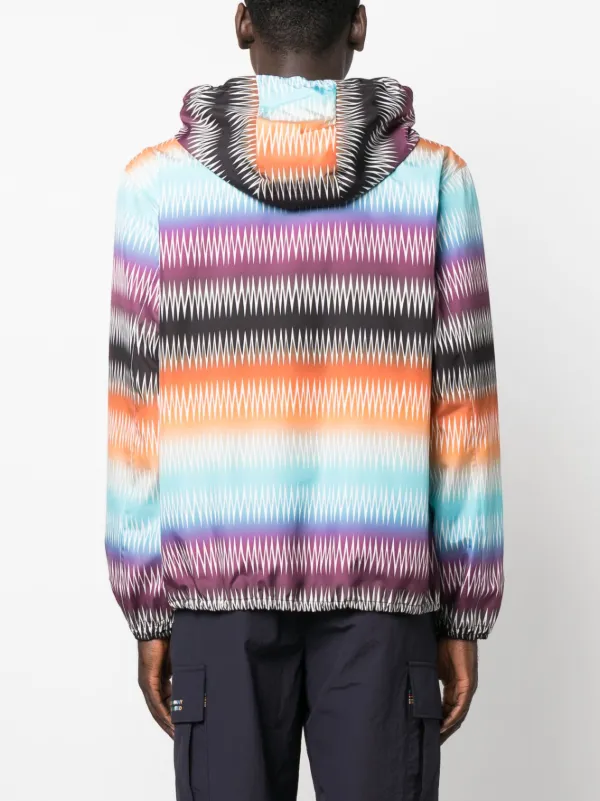 Missoni Gradient zigzag-print Hooded Jacket | Blue | FARFETCH JO