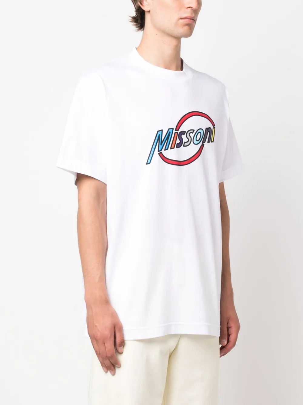 Shop Missoni Logo-print Cotton T-shirt In White