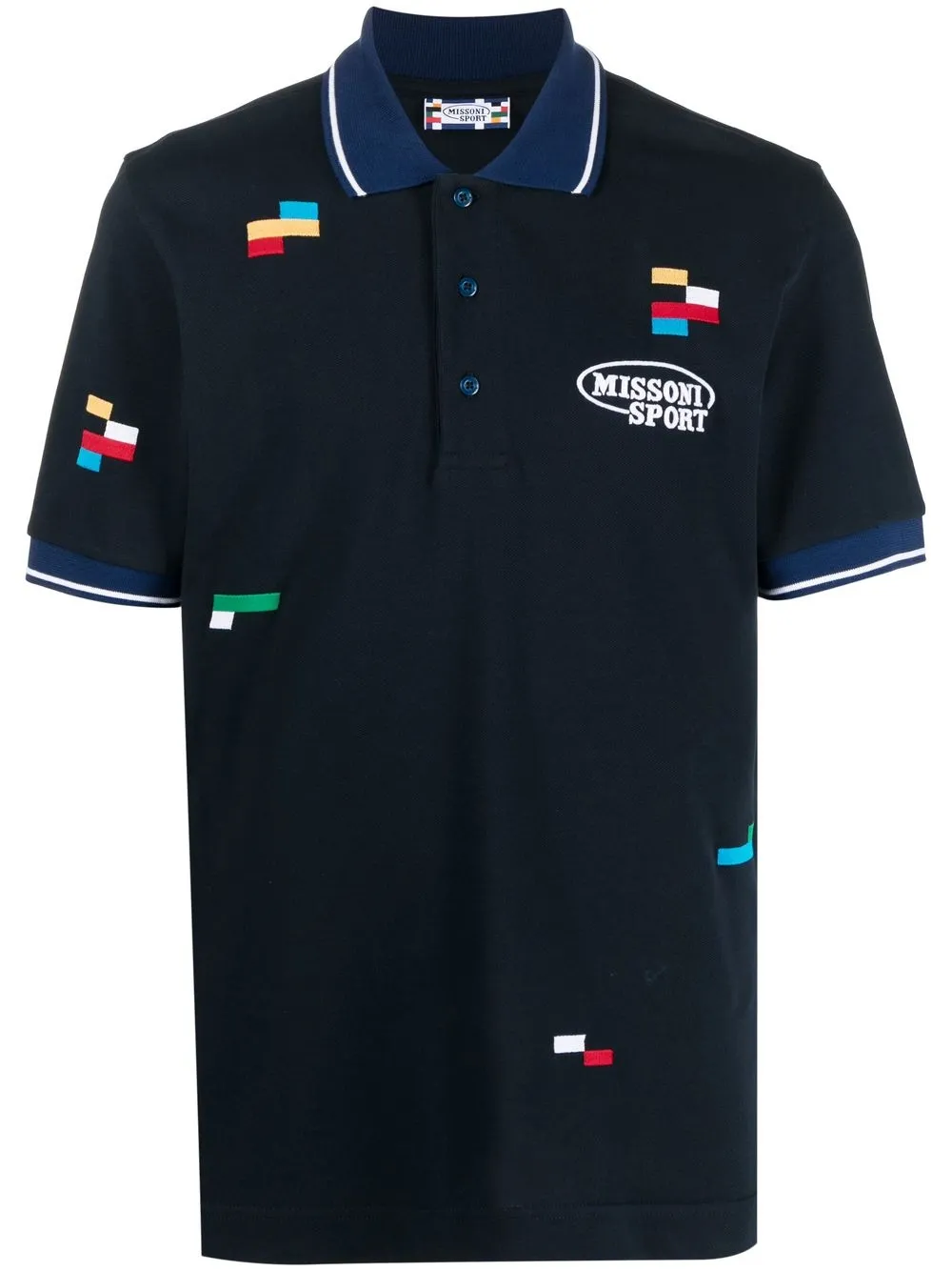 

Missoni Tetris-embroidery polo shirt - Blue