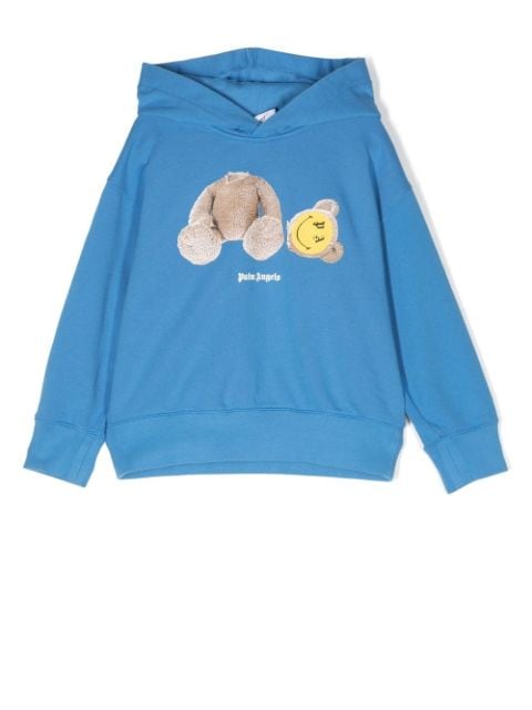 smiley teddy-bear print hoodie