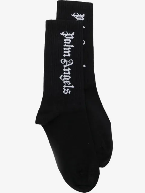 Palm Angels Kids 로고 인타르시아 골지 양말