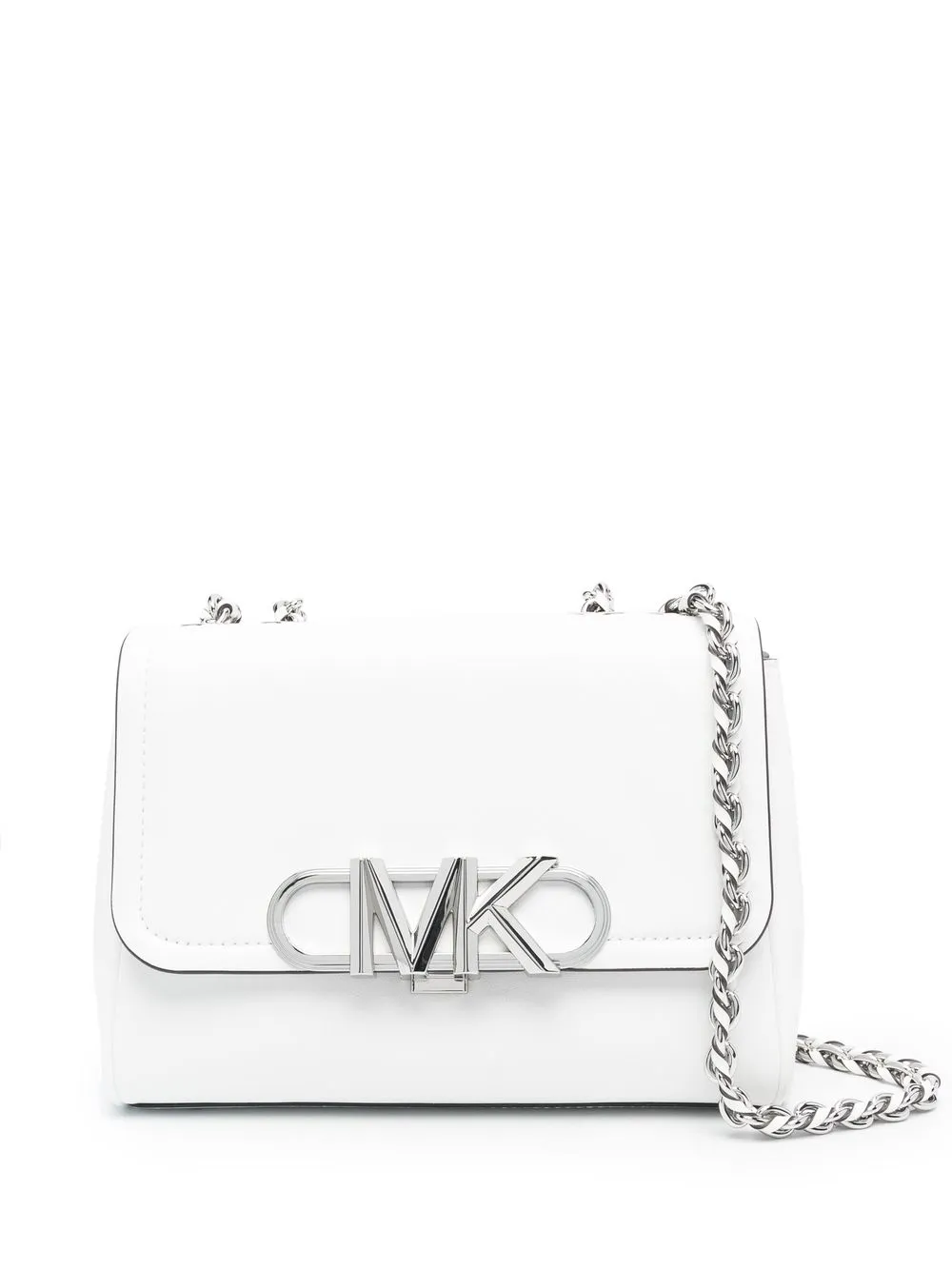 

Michael Kors bolsa de hombro con cadena y placa del logo - Blanco