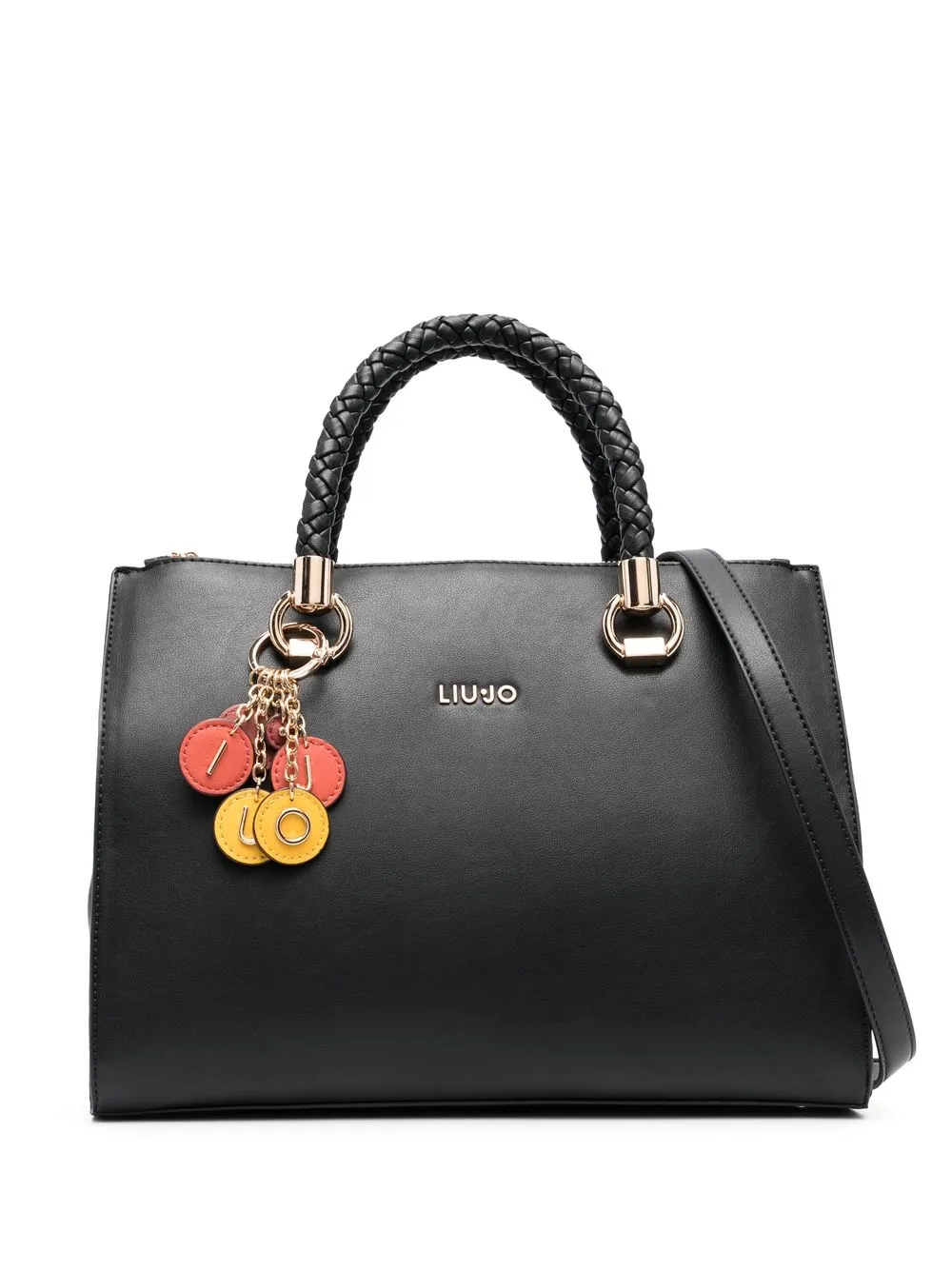 

LIU JO faux-leather logo-lettering tote bag - Black