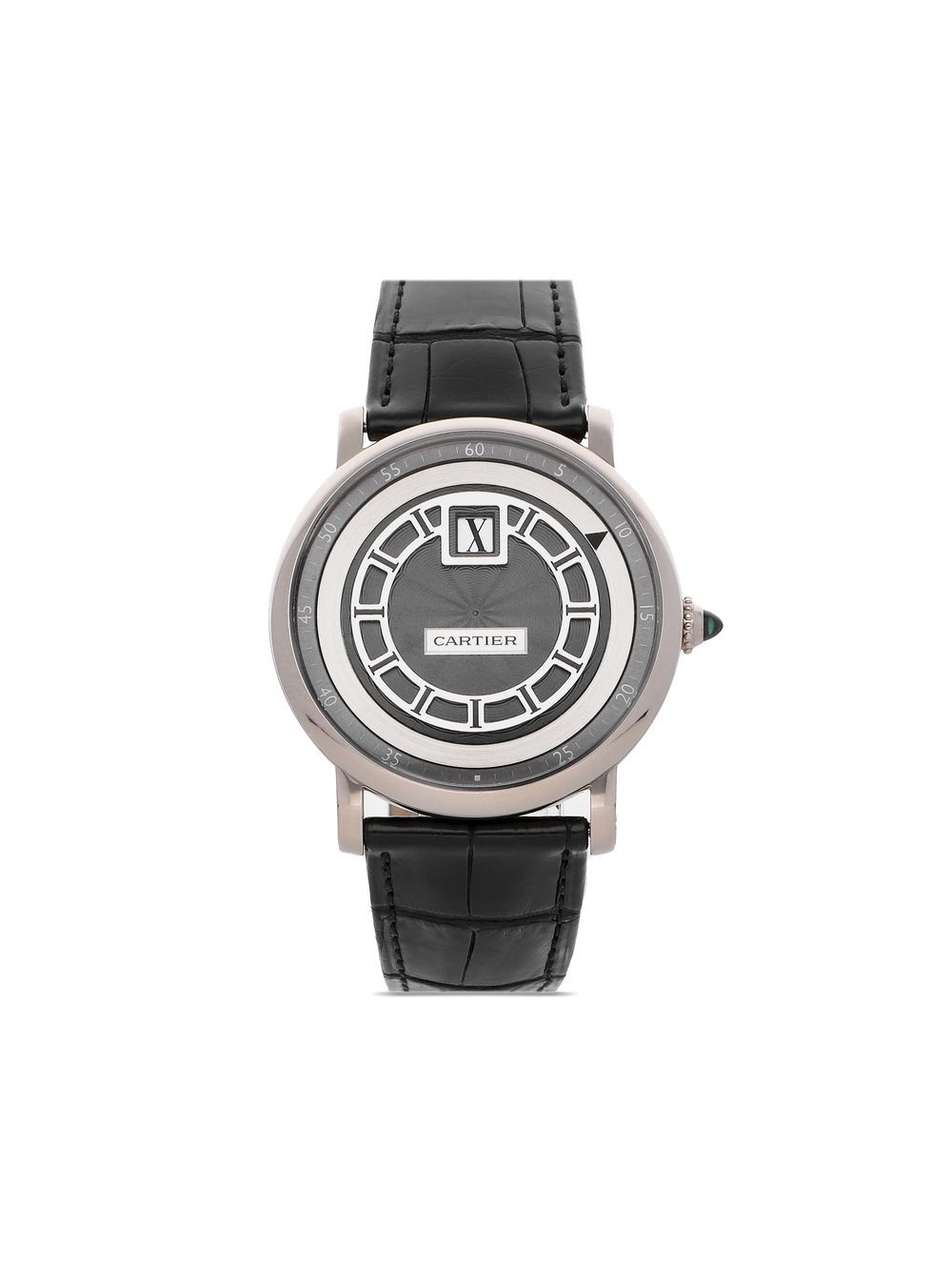 Pre-owned Cartier  Rotonde Jump Hour 42mm In Grey