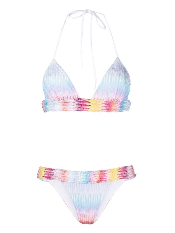 White Halterneck Rainbow Bikini Top