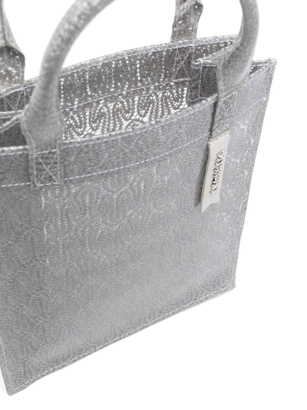 Shop Missoni Lamé-effect Mini Tote Bag In Grey