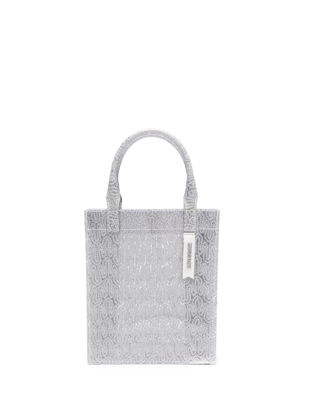 Shop Missoni Lamé-effect Mini Tote Bag In Grey