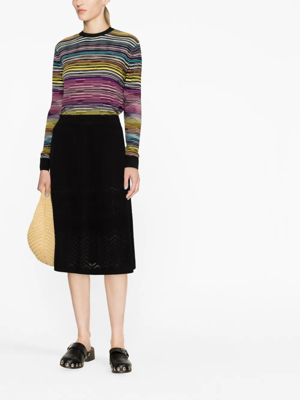 Missoni zig-zag knit midi skirt - Zwart