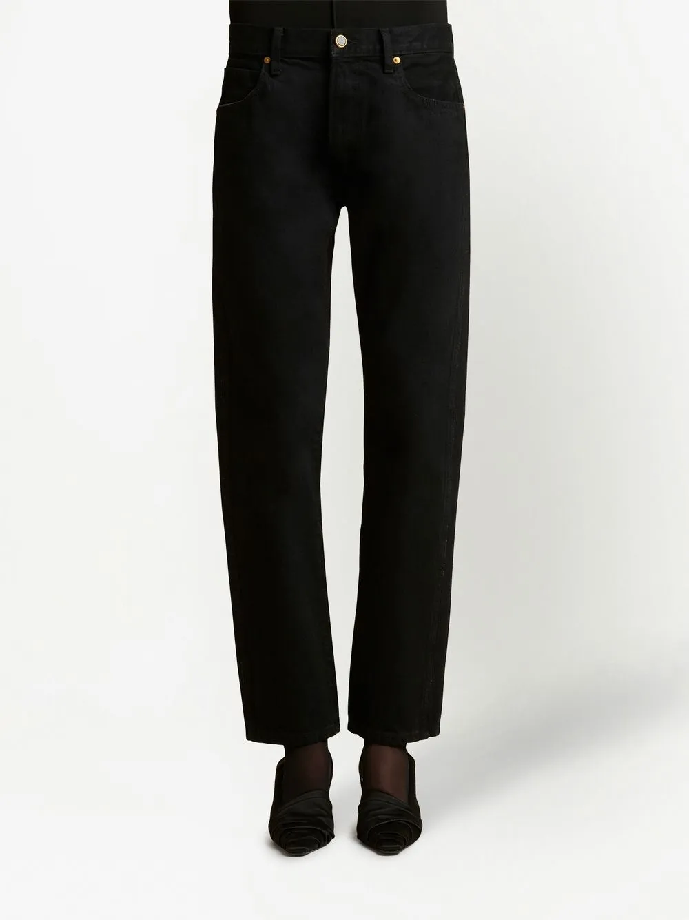 Khaite Dane Denim Mid Rise Jeans In Black