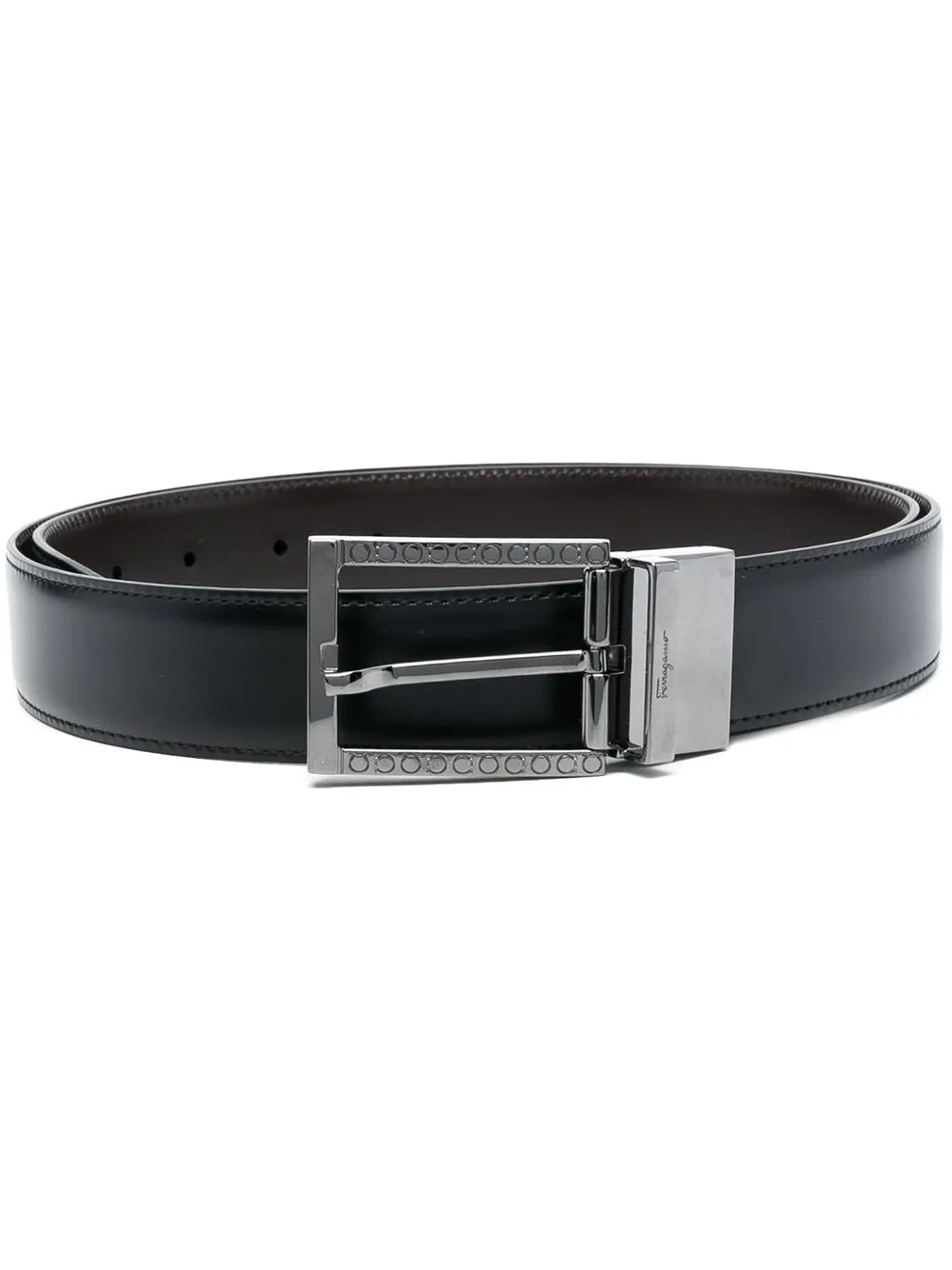 

Ferragamo engraved-buckle leather belt - Black