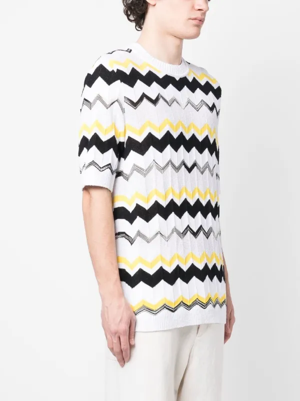 Yellow shirt with store a black zigzag