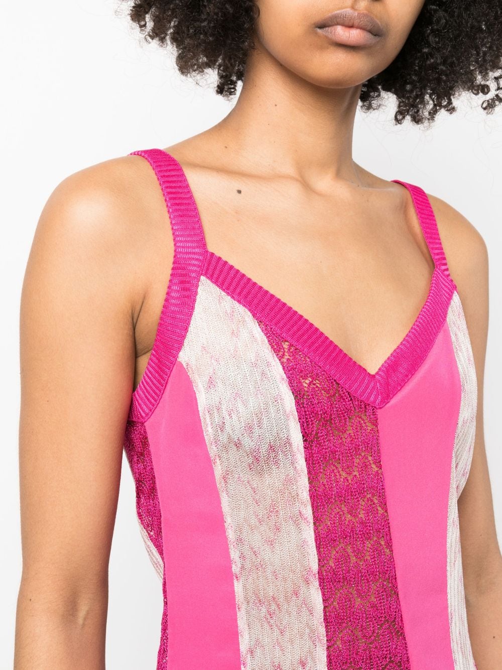 Shop Missoni Woven V-neck Tank Top In Pink