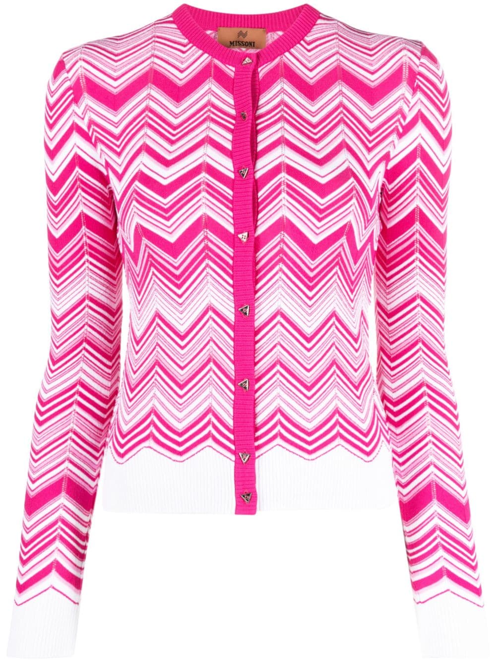 Missoni Zigzag-print Cardigan In Pink