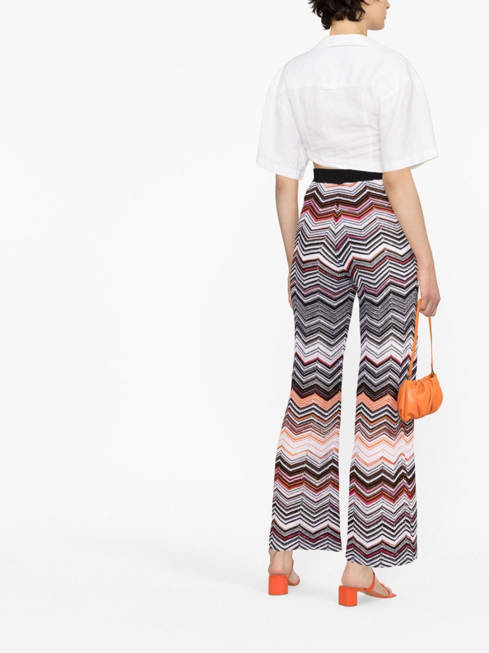 Shop Missoni Zigzag-embroidered Wide-leg Trousers In Black