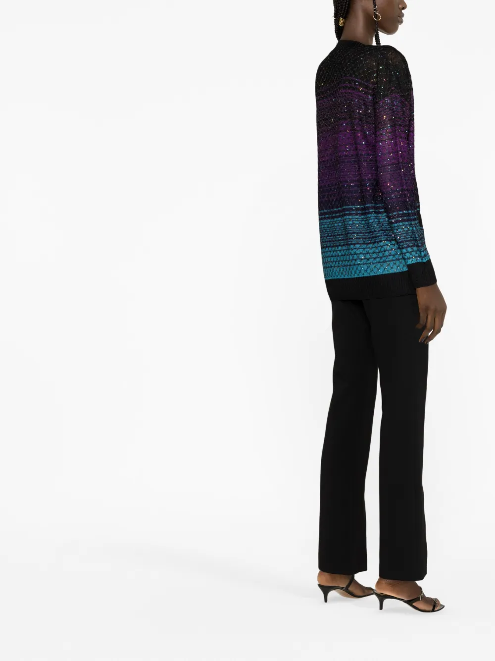Missoni Sequin-embellished Intarsia-knit Cardigan In Schwarz