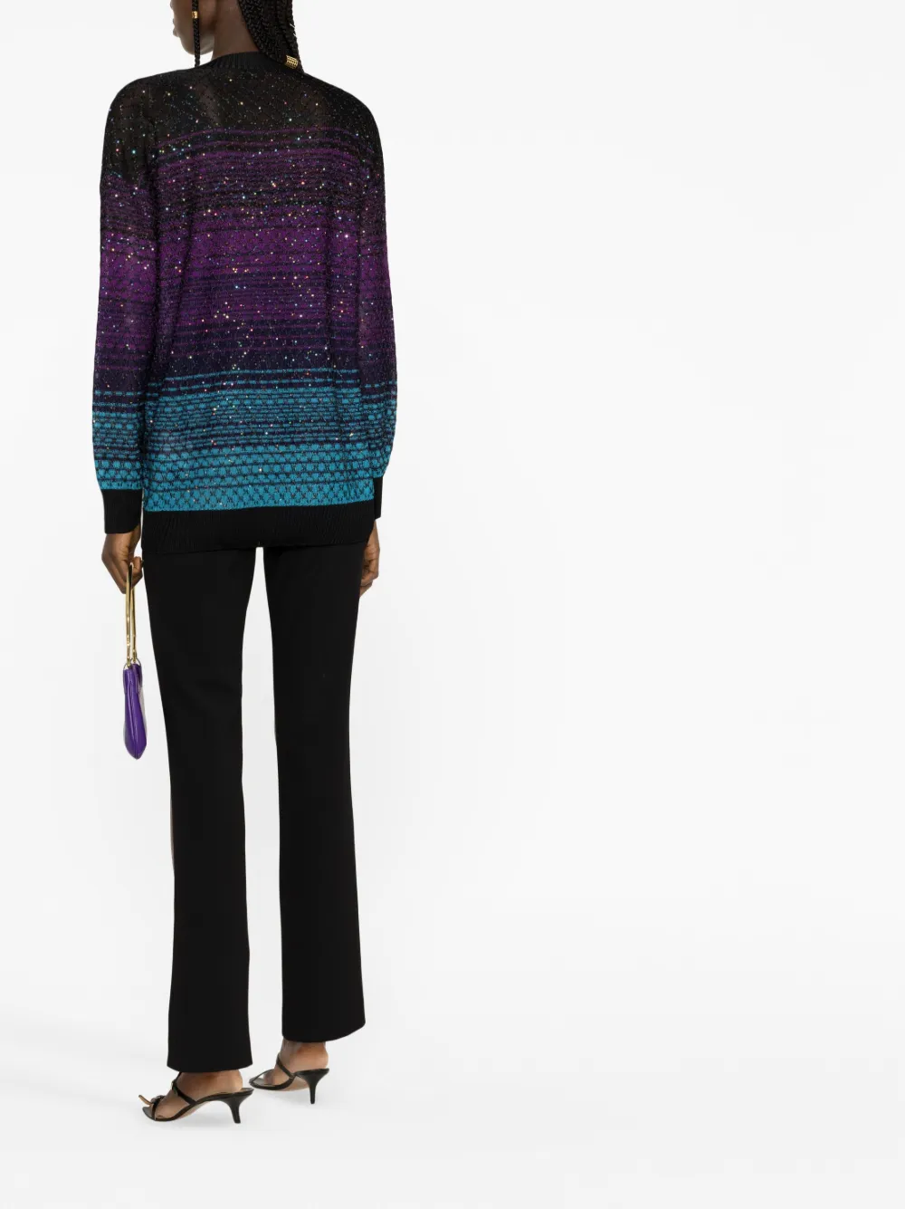 Missoni Sequin-embellished Intarsia-knit Cardigan In Schwarz