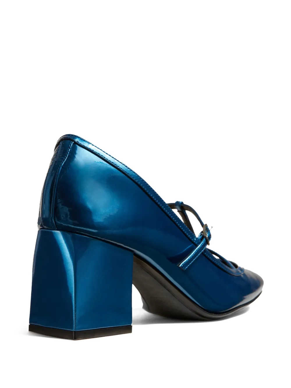 KHAITE Fawn 65 mm metallic leren pumps Blauw