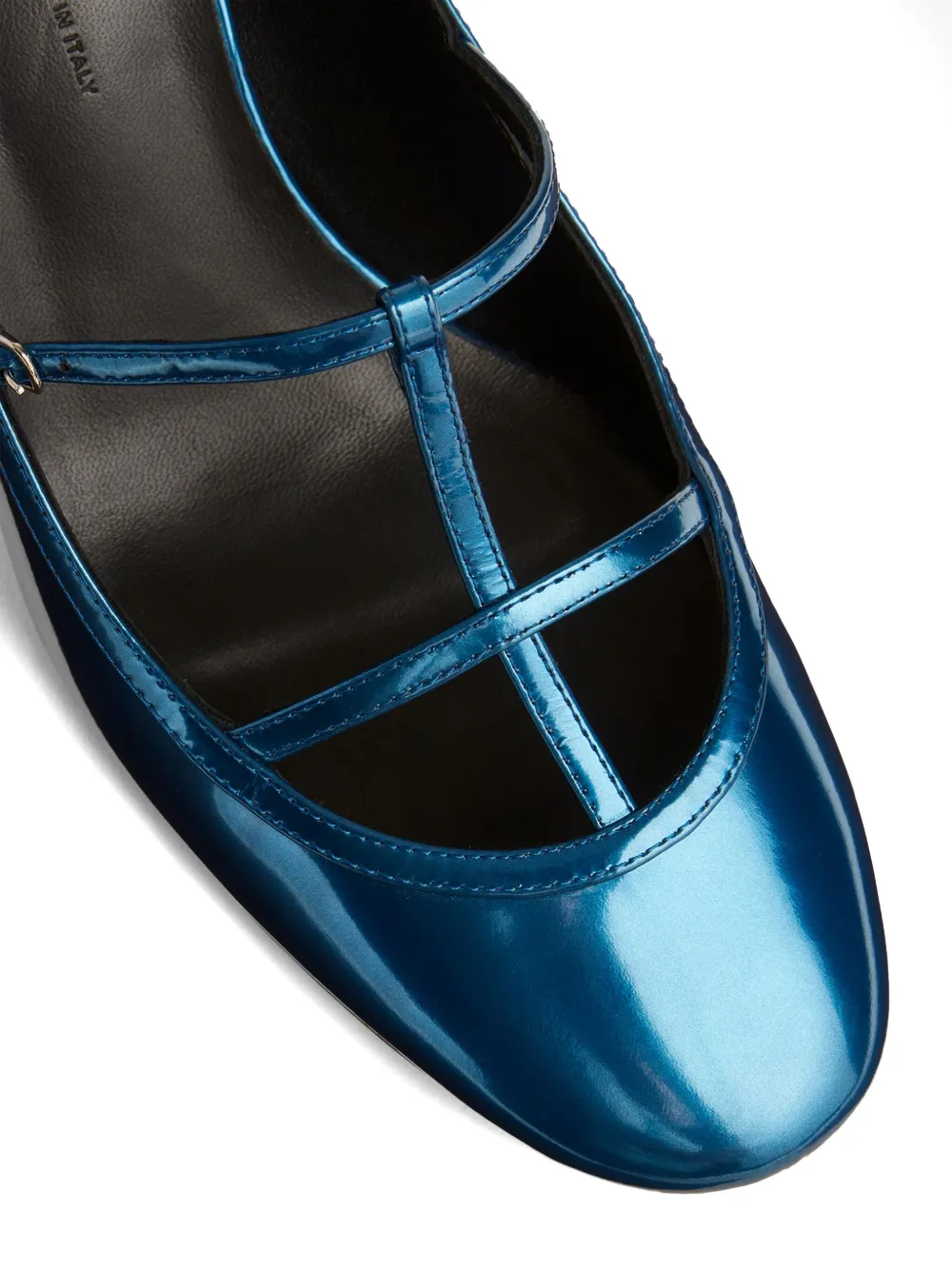 KHAITE Fawn 65 mm metallic leren pumps Blauw