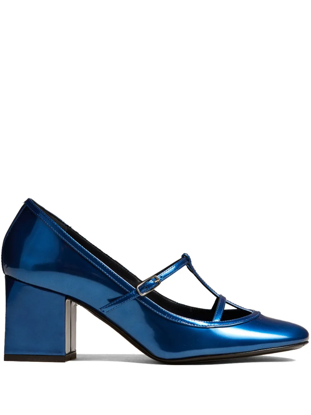 KHAITE Fawn 65 mm metallic leren pumps Blauw