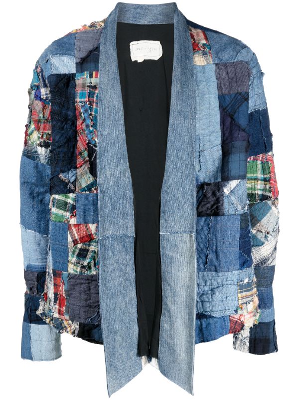 Greg Lauren patchwork-design Denim Jacket - Blue