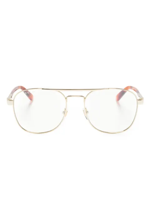 Gucci Eyewear logo-plaque pilot-frame glasses