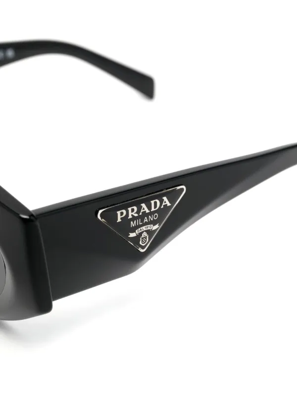 Prada Eyewear triangle-logo oval-frame Sunglasses - Farfetch