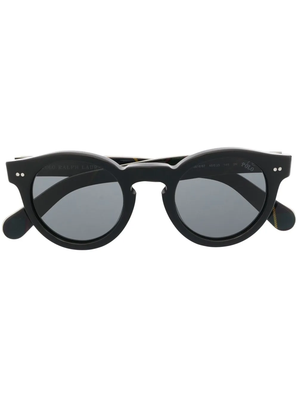 

Polo Ralph Lauren tartan-check round-frame sunglasses - Black