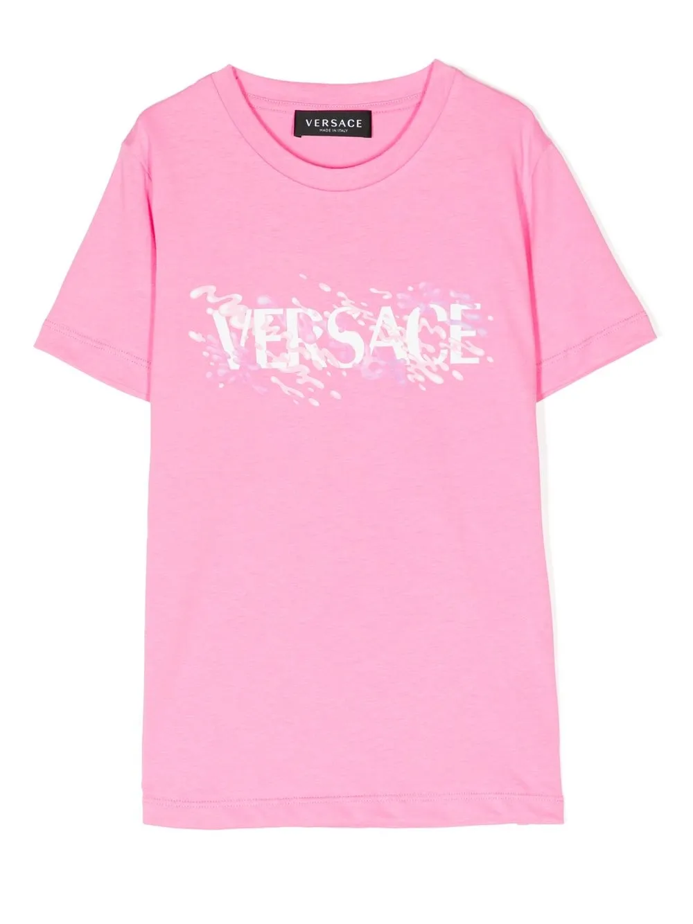 Versace Kids' Logo-print Short-sleeved T-shirt In Pink