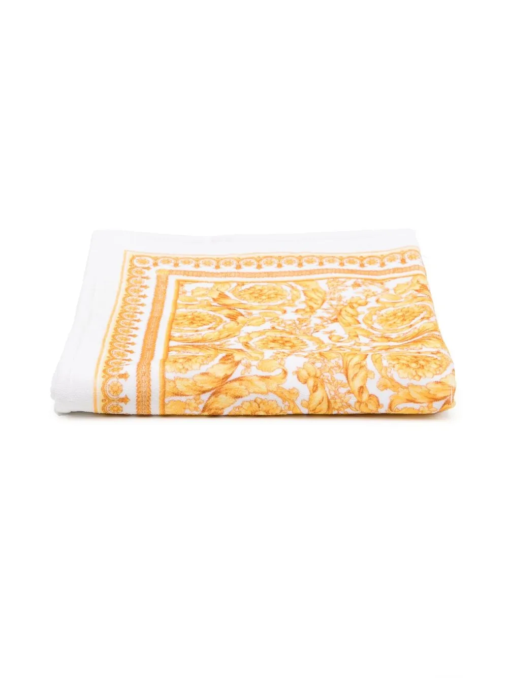 Versace Kids' Baroque Print Terry Cloth Towel In White,gold