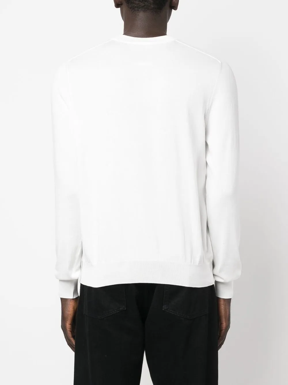 Moschino Classic Ribbed Crewneck Sweater In 白色