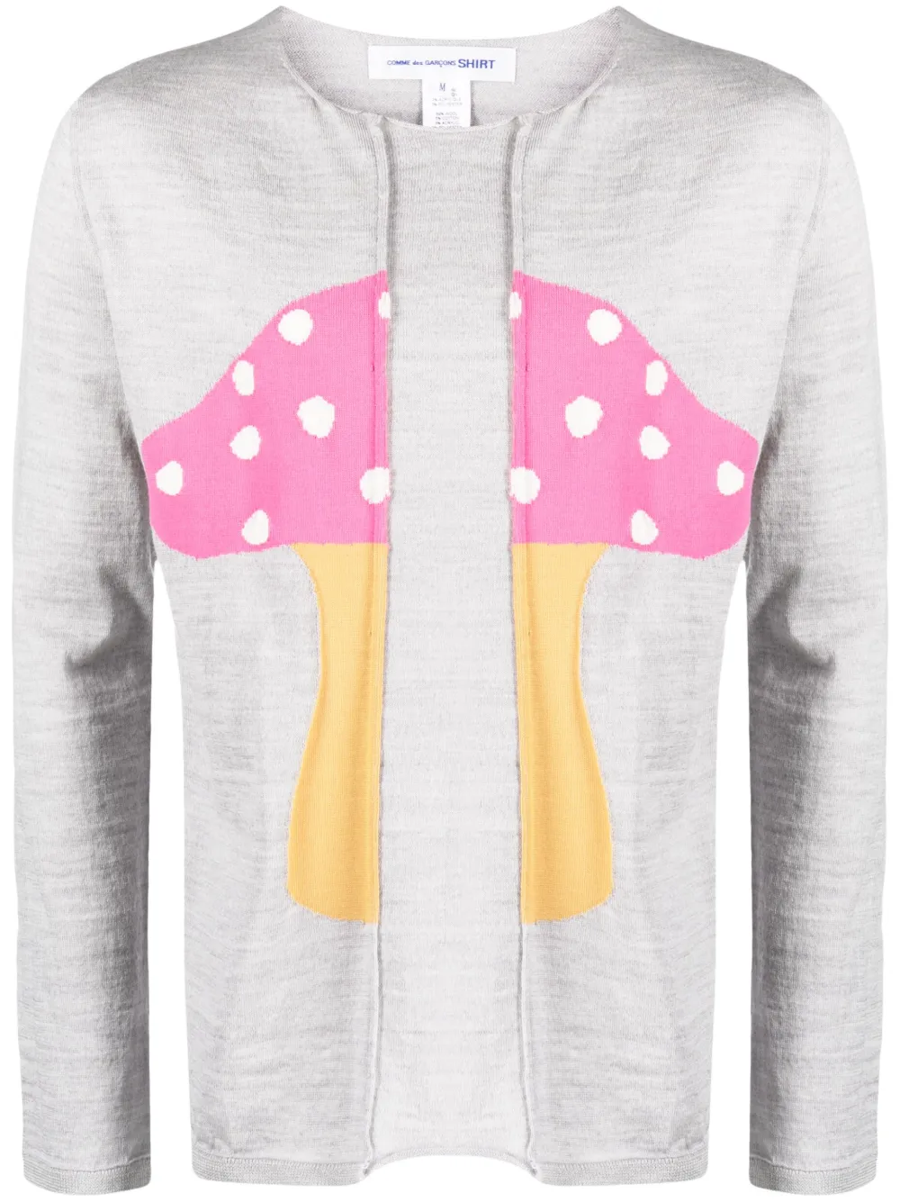 Comme Des Garçons Shirt melange-effect mushroom-print jumper – Grey Comme Des Garçons Shirt melange-effect mushroom-print jumper – Grey