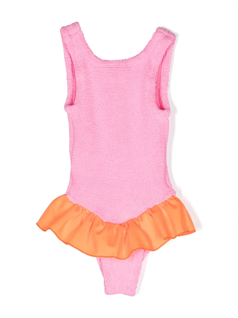 Hunza G Duo Denise Crinkled Swimsuit In Pink