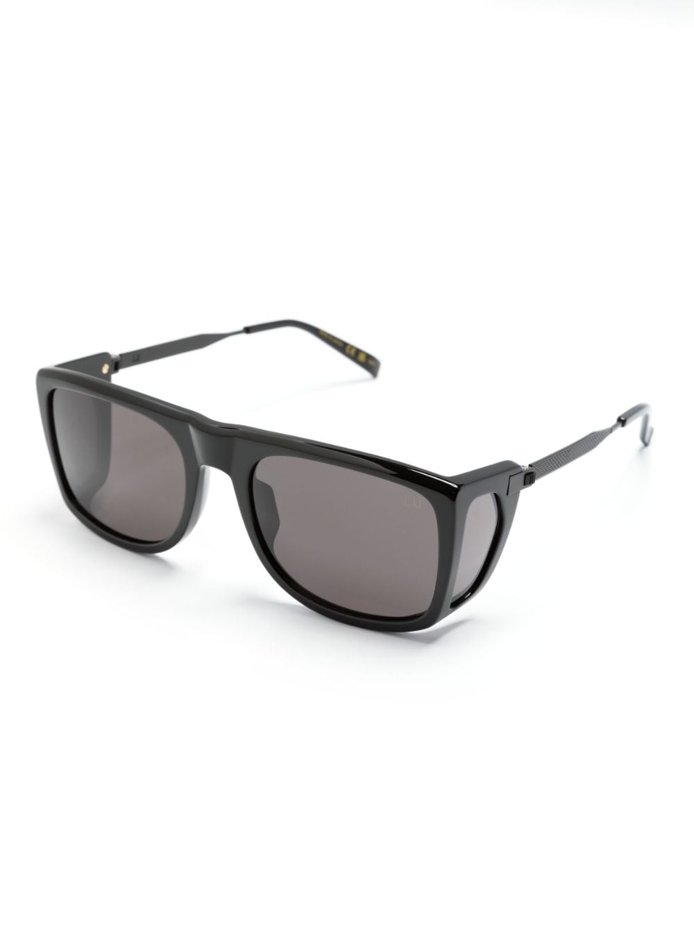 Shop Dunhill Side-flap Square-frame Sunglasses In Black
