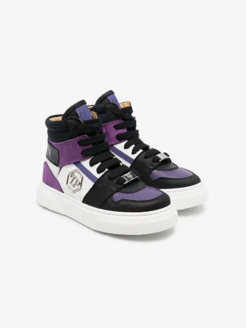 Philipp Plein Junior panelled high-top sneakers