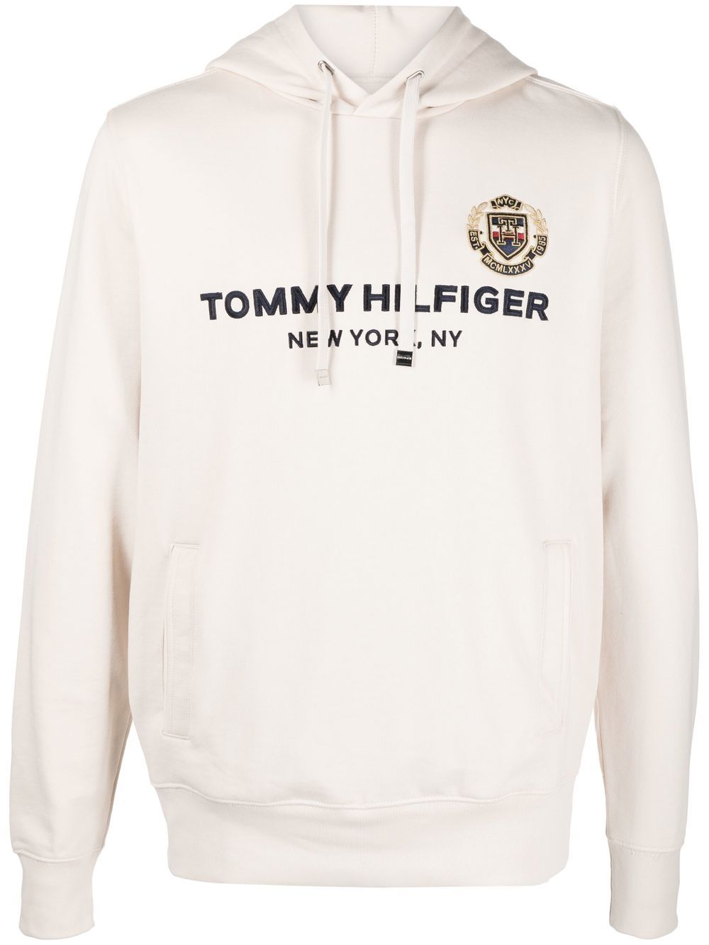 

Tommy Hilfiger logo-embroidered drawstring hoodie - Neutrals