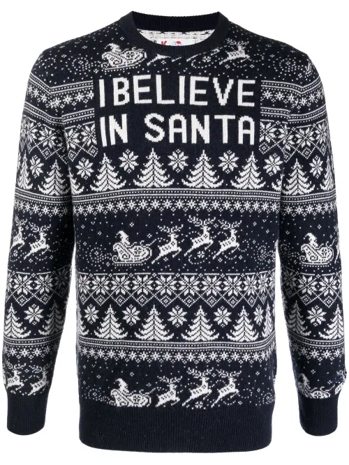 Pull Santa en maille fine à col rond - MC2 Saint Barth - Modalova