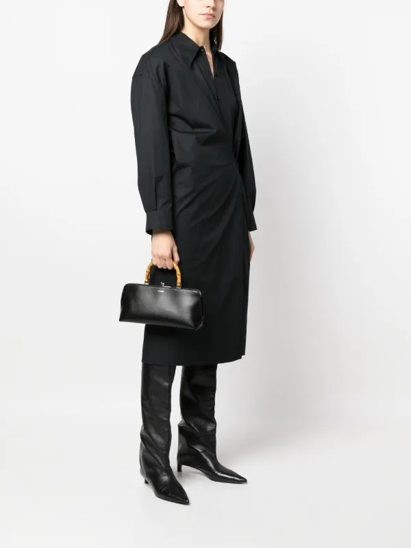 Jil Sander Goji bamboo-handle Leather Bag | Black | FARFETCH