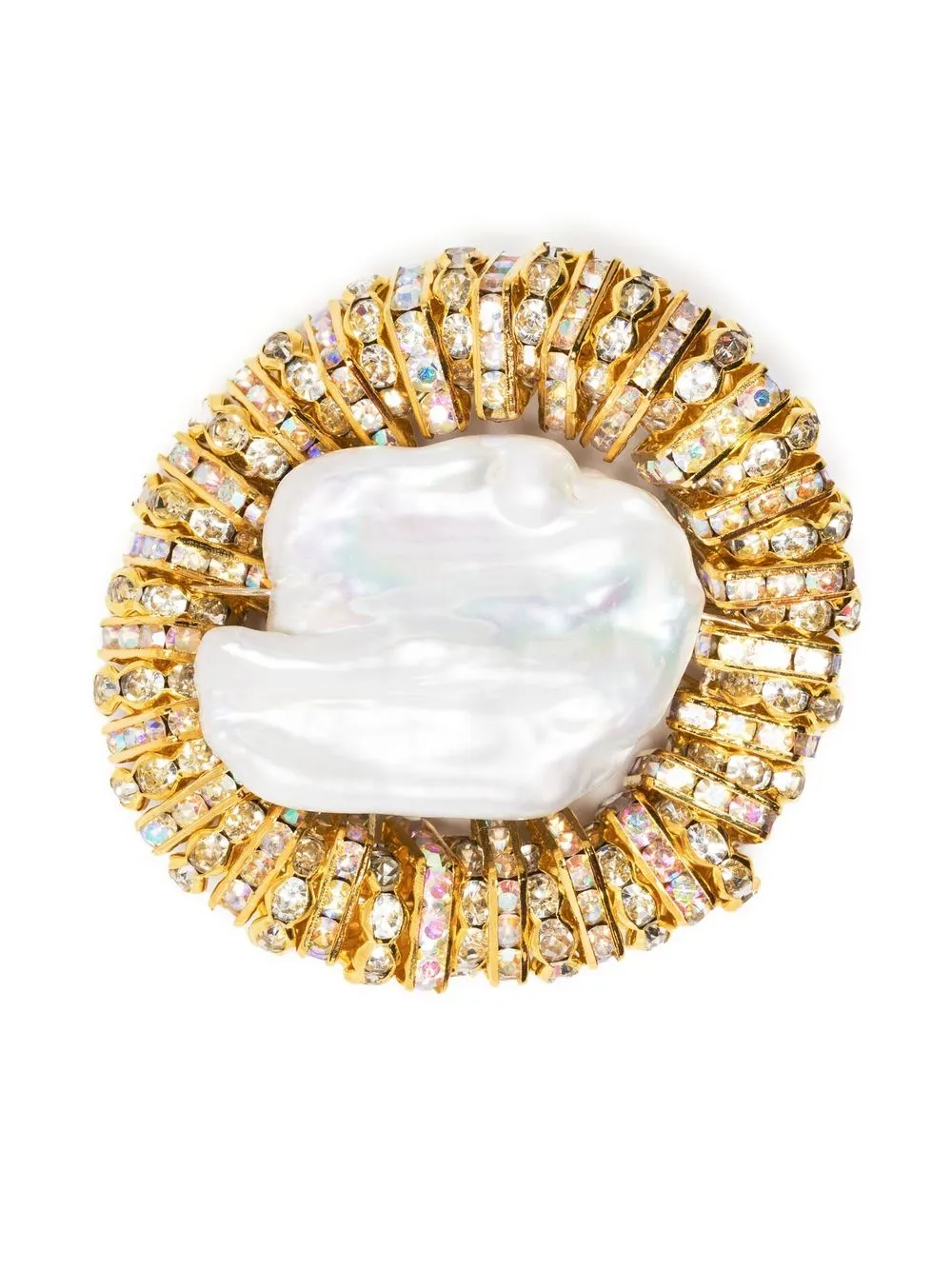 

Pearl Octopuss. Y crystal-embellished pearl brooch - Gold