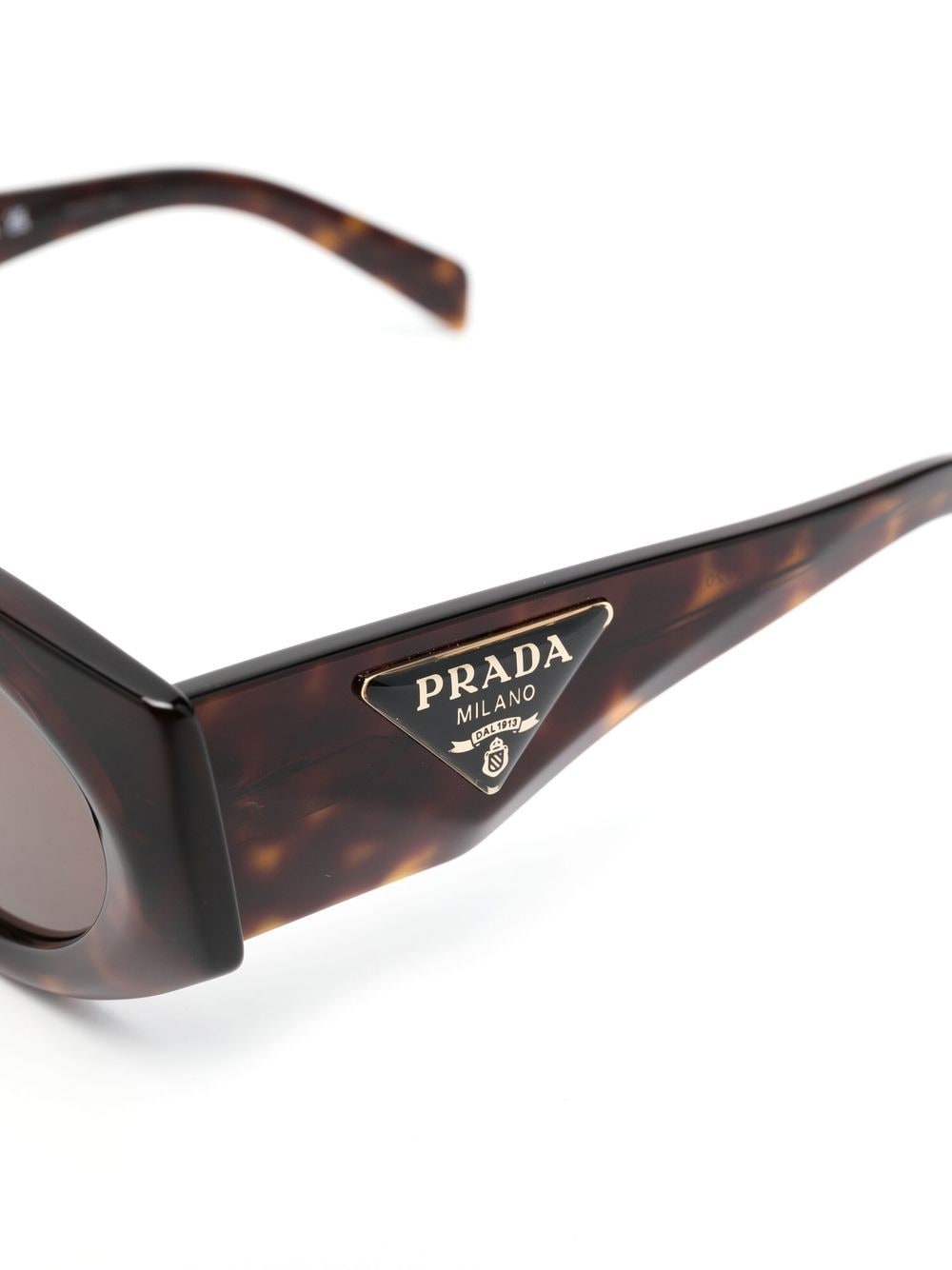 Shop Prada Oval-frame Sunglasses In Brown