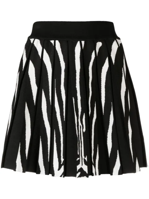 Balmain falda corta con motivo de cebra en jacquard